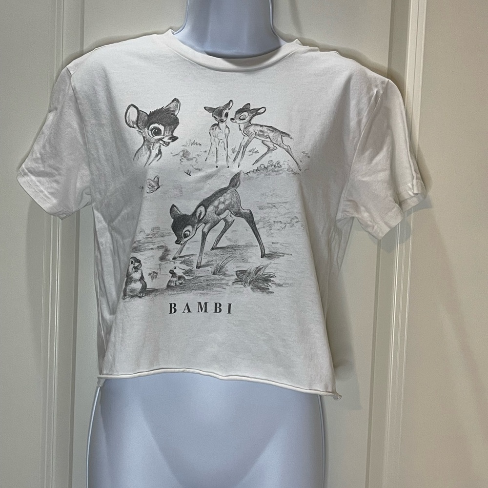 Disney White Bambi Crop Top Size Small